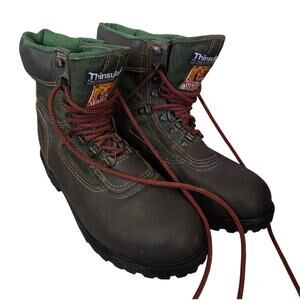 Kodiak 7.5 Brown Leather BOOTS Thinsulate Thermal Oil Resistant Green